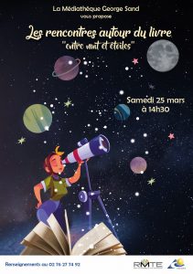 Affiche rencontres autour du livre espace nuit étoiles